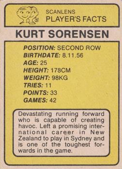 1981 Scanlens #64 Kurt Sorensen Back